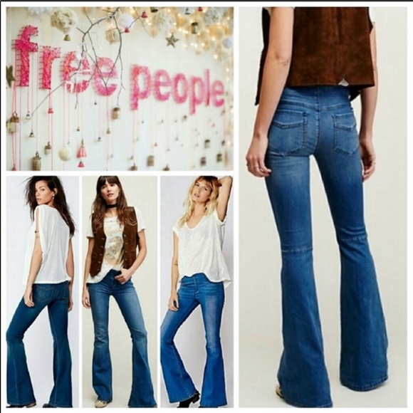 Free People Denim - Free People Pull On Kick Flare Blue Jeans size 25